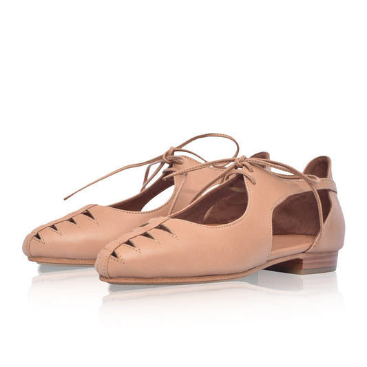 Beige Vegan Leather Closed Toe Block Heel Cut Out Pumps