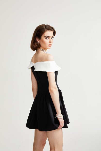 Deniece Black Off-The-Shoulder Mini Dress