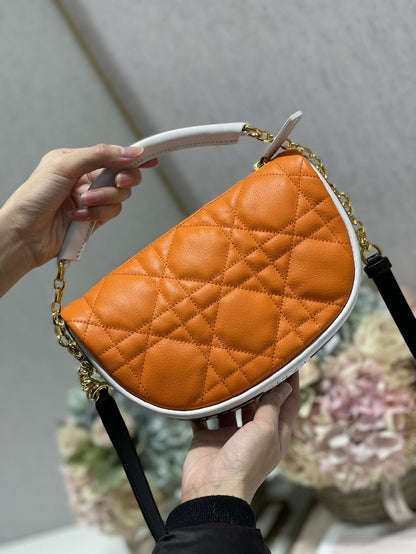 DI Small Vibe Hobo Bag Fluorescent Orange Macrocannage, Orange Handbags, Crossbody Bags, 20cm CD M7200ODDO_M057