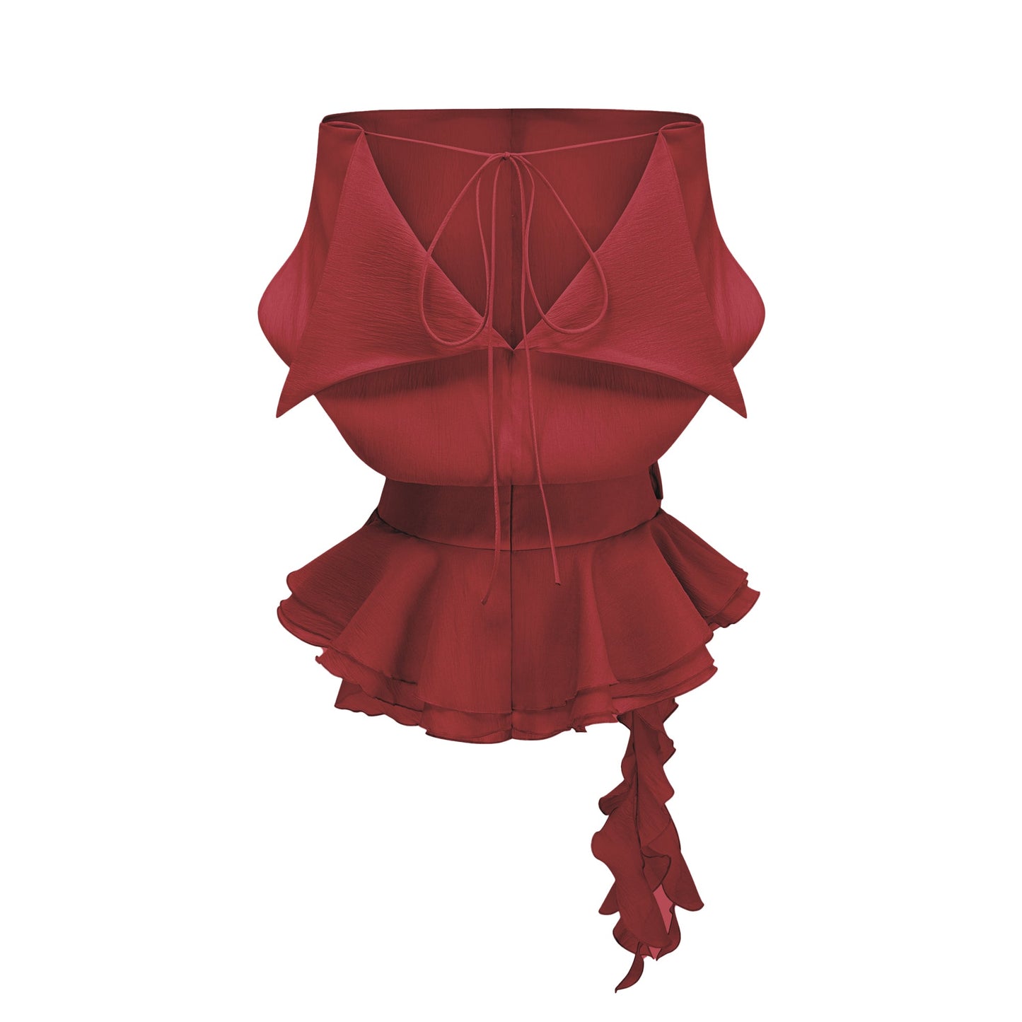 Amélie Red Floral Appliqué Flounced Mini Dress