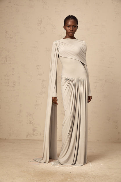 Gaëlle neutrals ribbon-design draped maxi dress
