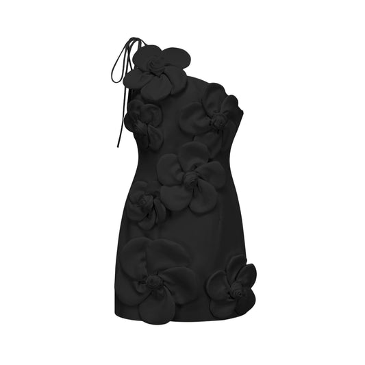 Liane Black Floral Off-Shoulder Mini Dress