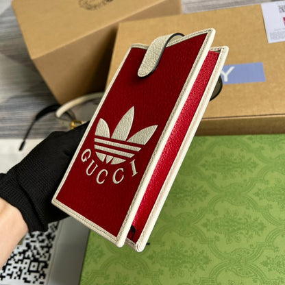 gg x Adidas Phone Case Red For Women, Women&#8217;s Bags 7.3in/18cm gg‎ ‎702203 UZ3BT 6484