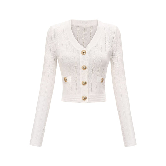 Button detailing knitted top & skirt matching set