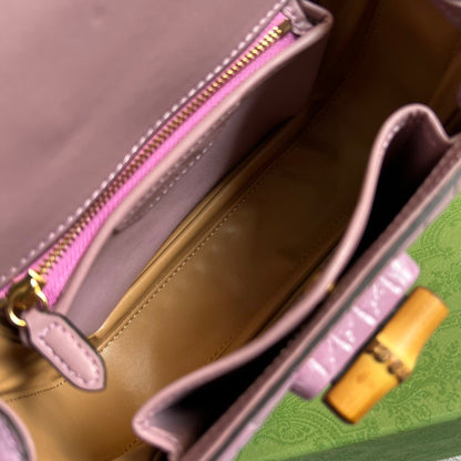 gg Bamboo 1947 Crocodile Top Handle Bag Pink For Women, Women&#8217;s Bags 10.2in/26cm gg