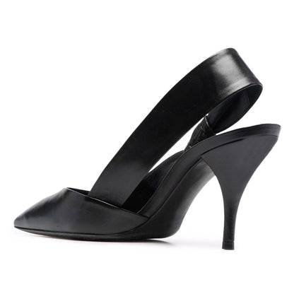 Elegant Pointed Toe Slip On Slingback Pumps Women's Black Heels