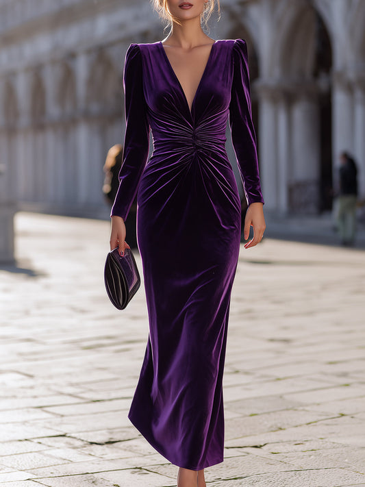 Glamorous Purple Velvet Maxi Dress