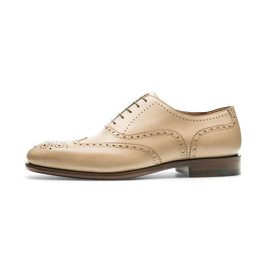 Beige Vegan Leather Round Toe Low Heel Lace-Up Oxford Shoes Women
