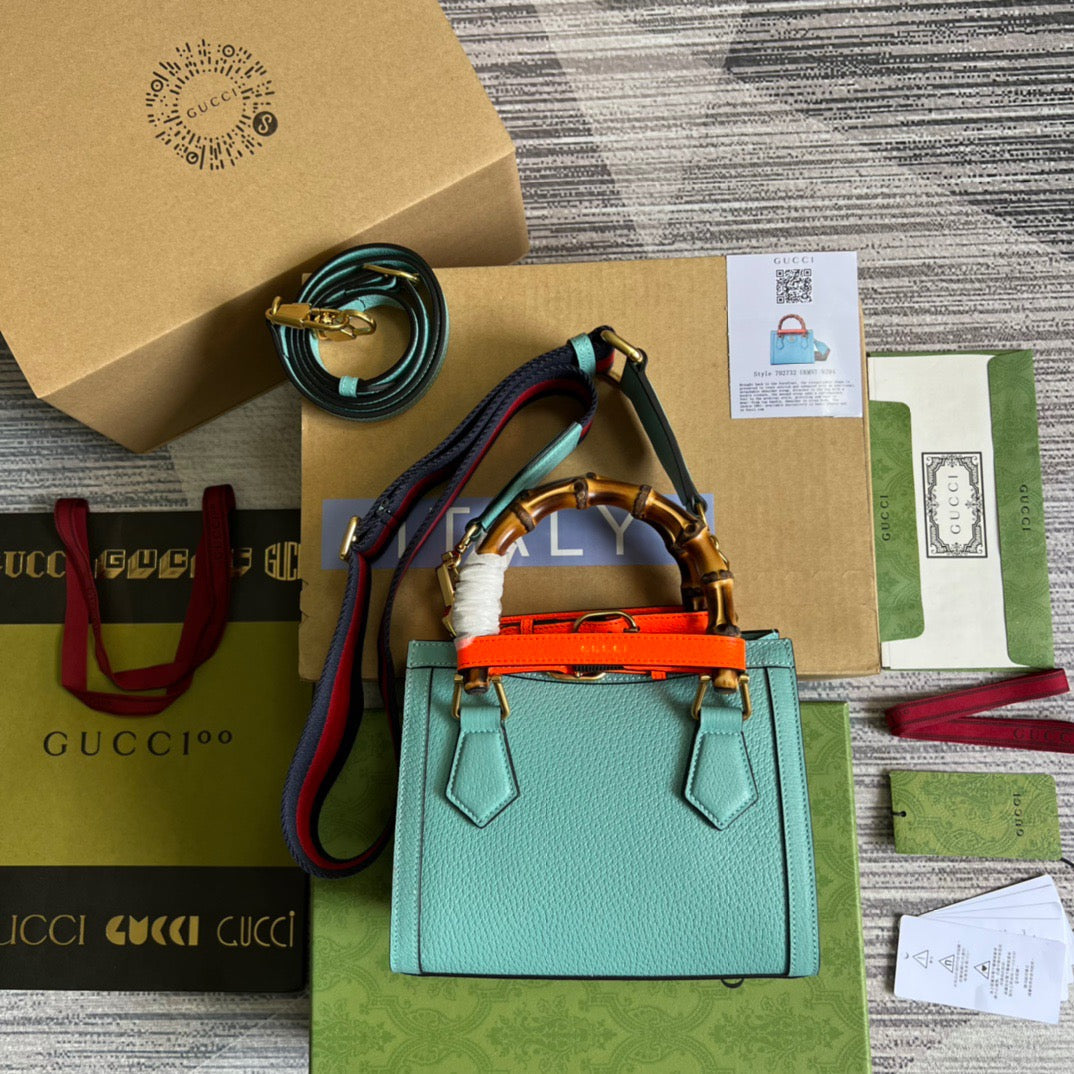 gg Diana Mini Tote Bag Light Blue For Women, Women&#8217;s Bags 7.9in/20cm gg ‎702732 U3ZDT 4377