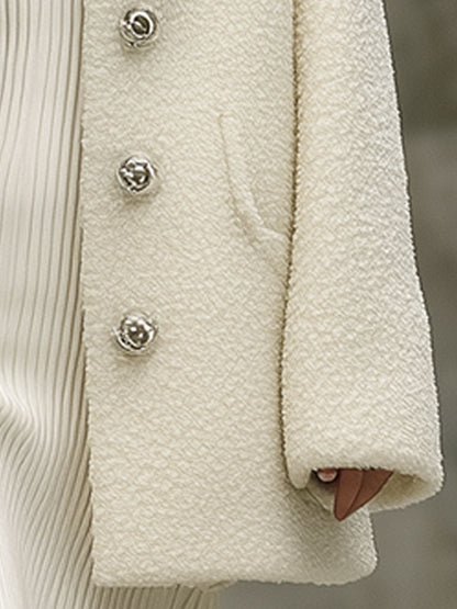 Fashion Retro White Polar Fleece Coat
