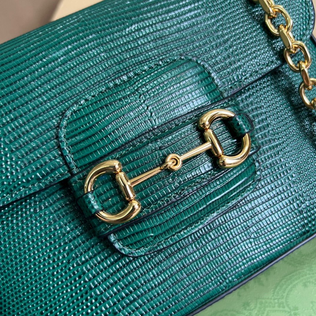 gg Horsebit 1955 Lizard Mini Bag Green For Women, Women&#8217;s Bags 8in/20cm gg‎ ‎675801 LUZ0G 3154
