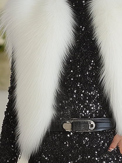 Fashionable And Elegant White Open-close Faux Rabbit Fur Vest
