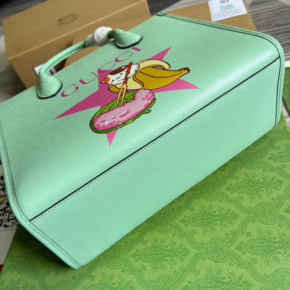 gg Bananya Print Small Tote Green For Women, Women&#8217;s Bags 12.2in/31cm gg 659983 U22AG 3067
