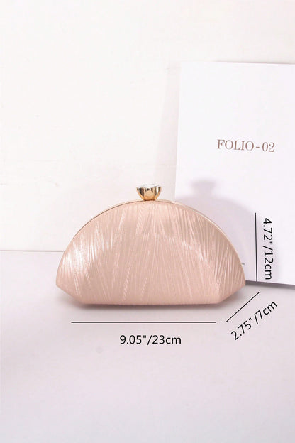 Fan-Shaped Rhinestone Crossbody Bag Alloy PU Shoulder Bag Clip Buckle Party Bag