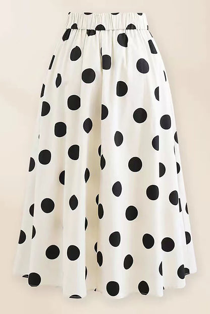 3D Bow White Black Polka Dot One-Piece Swimsuit and Skirt Set