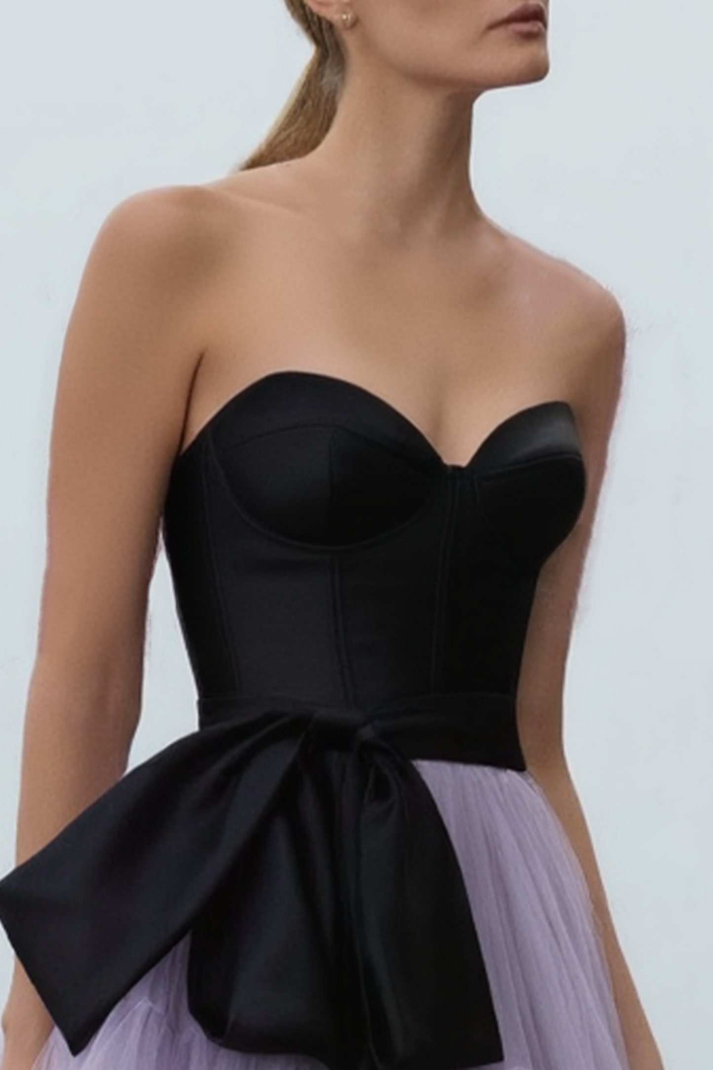 Evening Prom Tiered Dress Black Strapless Floor-Length Dress