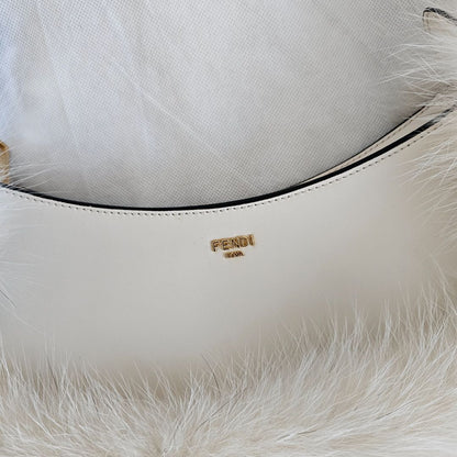 Fendi O'Lock Swing Fox Fur Lined Shoulder Bag