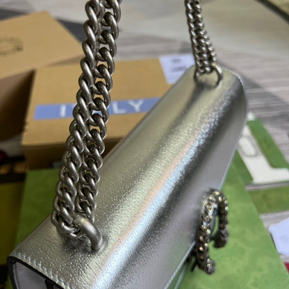 gg Dionysus Small Shoulder Bag Silver For Women, Women&#8217;s Bags 10in/26cm gg 499623 1TRBN 8173