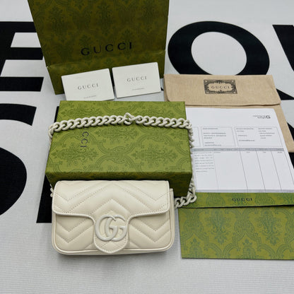 gg Marmont Super Mini Bag White For Women, Women&#8217;s Bags 6.2in/17cm gg