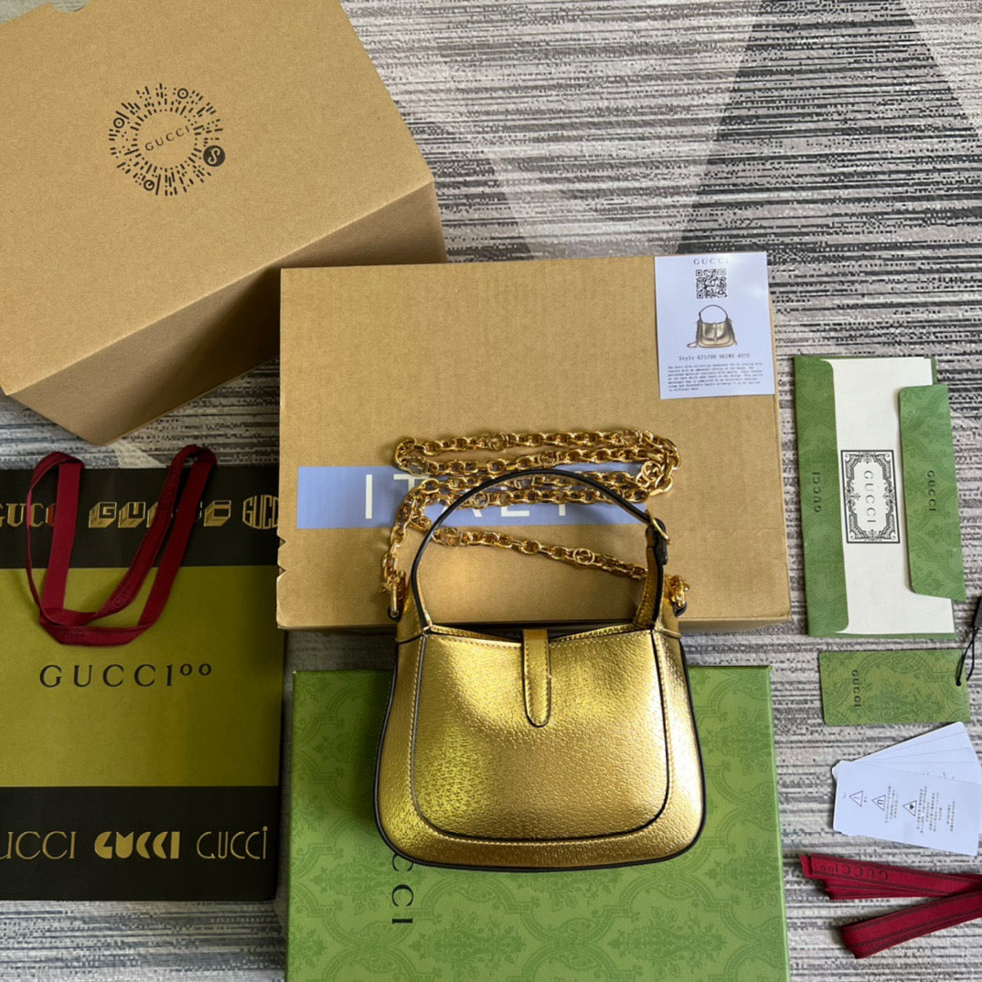 gg Jackie 1961 Lizard Mini Bag Gold For Women, Women&#8217;s Bags 7.5in/19cm gg ‎