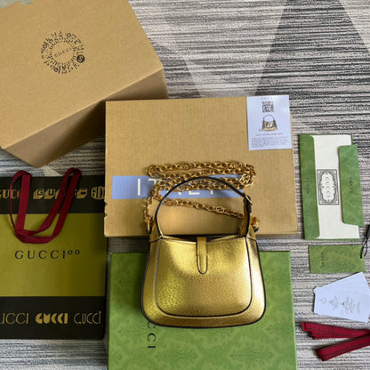 gg Jackie 1961 Lizard Mini Bag Gold For Women, Women&#8217;s Bags 7.5in/19cm gg ‎