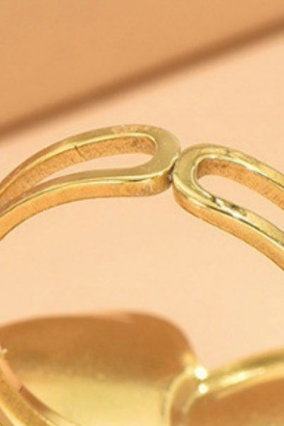 Exaggerated Floral Golden Open Rings for Party