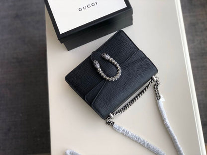 gg Dionysus Mini Bag Black Metal-Free Tanned For Women 7.5in/20cm gg 421970 CAOGN 8176