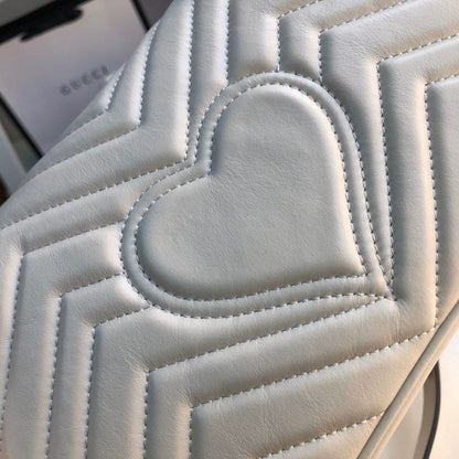 gg Marmont Small Matelassé Shoulder Bag White Matelassé Chevron For Women 10in/26cm 443497 DTDIT 9022
