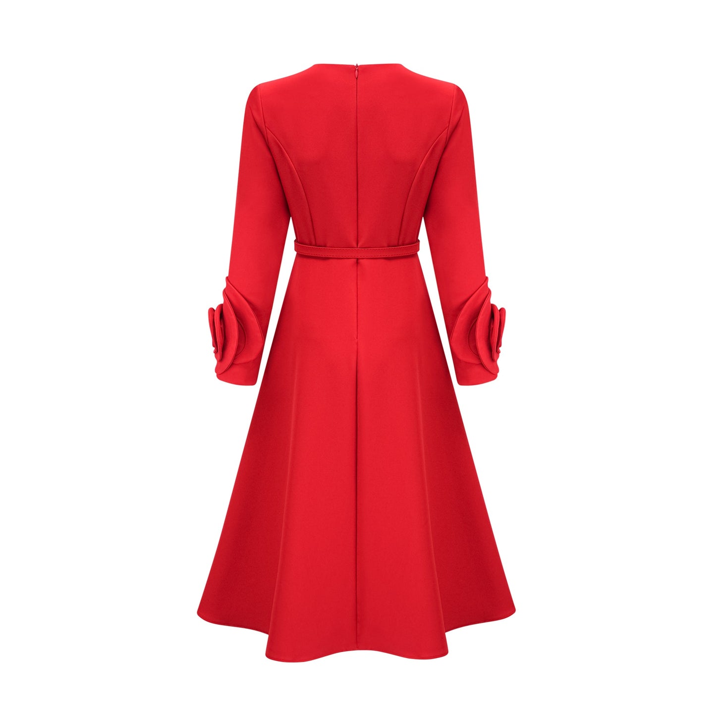 Aurelia red long-sleeve floral dress