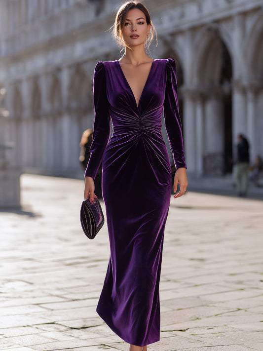 Glamorous Purple Velvet Maxi Dress