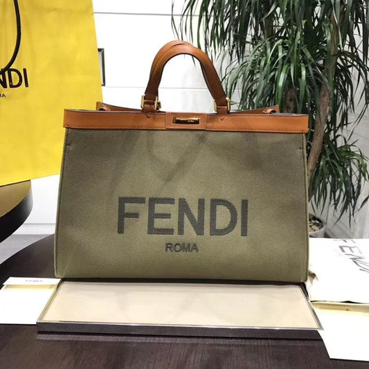 FI Peekaboo X-Tote Canvas Bag Khaki For Women, Handbags, Shoulder Bags 16.1in/41cm FF 8BH374