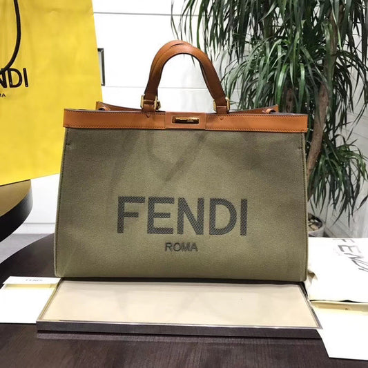 FI Peekaboo X-Tote Canvas Bag Khaki For Women, Handbags, Shoulder Bags 16.1in/41cm FF 8BH374
