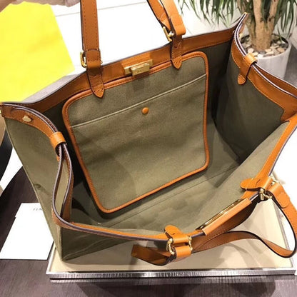 FI Peekaboo X-Tote Canvas Bag Khaki For Women, Handbags, Shoulder Bags 16.1in/41cm FF 8BH374