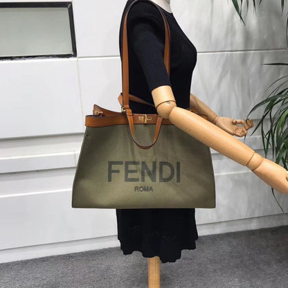 FI Peekaboo X-Tote Canvas Bag Khaki For Women, Handbags, Shoulder Bags 16.1in/41cm FF 8BH374