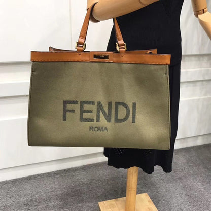 FI Peekaboo X-Tote Canvas Bag Khaki For Women, Handbags, Shoulder Bags 16.1in/41cm FF 8BH374