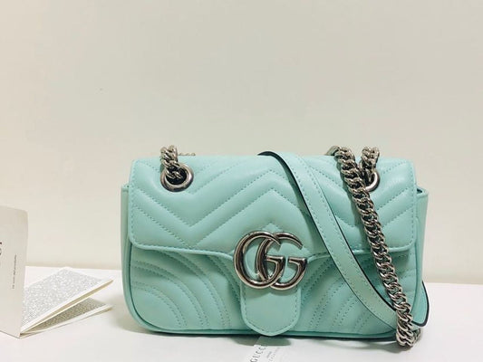 gg Marmont Matelassé Mini Bag Mint Green Matelassé Chevron For Women 8.5in/22cm gg