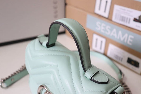 gg Marmont Mini Top Handle Bag Mint Green For Women 8.3in/21cm gg