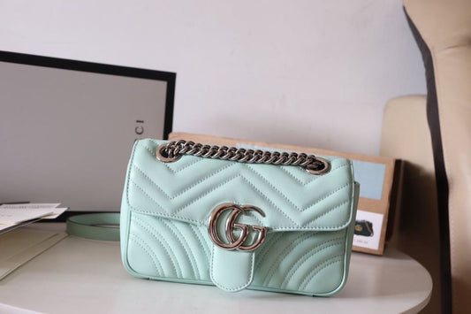 gg Marmont Matelassé Mini Bag Mint Green For Women 8.5in/22cm gg