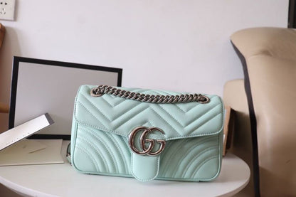 gg Marmont Small Matelassé Shoulder Bag Mint Green For Women 10in/26cm gg 443497