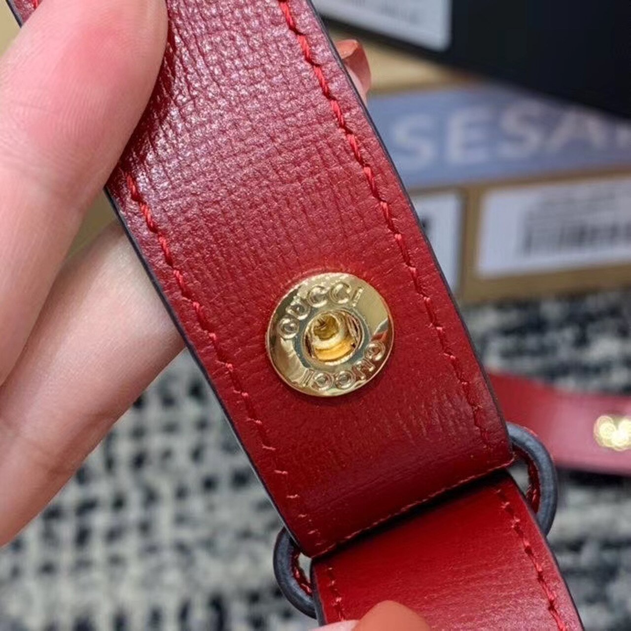 gg Horsebit 1955 Shoulder Bag Red Textured With A Vintage Effect For Women 9.8in/25cm gg ‎602204 1DB0G 6638