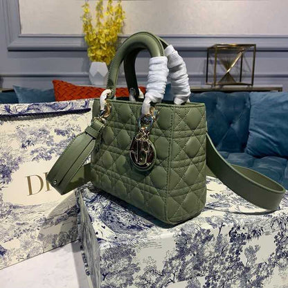 DI Small Lady Bag Ultramatte Cannage Olive Green For Women 8in/20cm CD