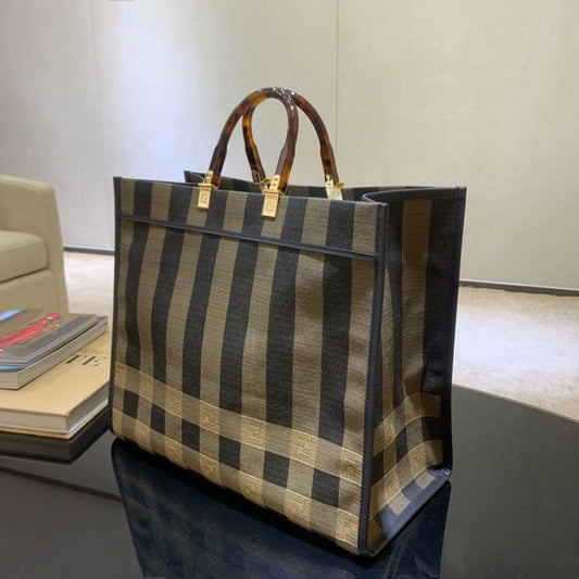 FI Sunshine Large Canvas Tote Bag Brown For Women, Handbags, Shoulder Bags 15.7in/40cm FF 8BH372ABVTF1BAH