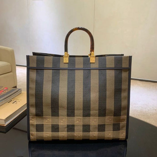 FI Sunshine Large Canvas Tote Bag Brown For Women, Handbags, Shoulder Bags 15.7in/40cm FF 8BH372ABVTF1BAH