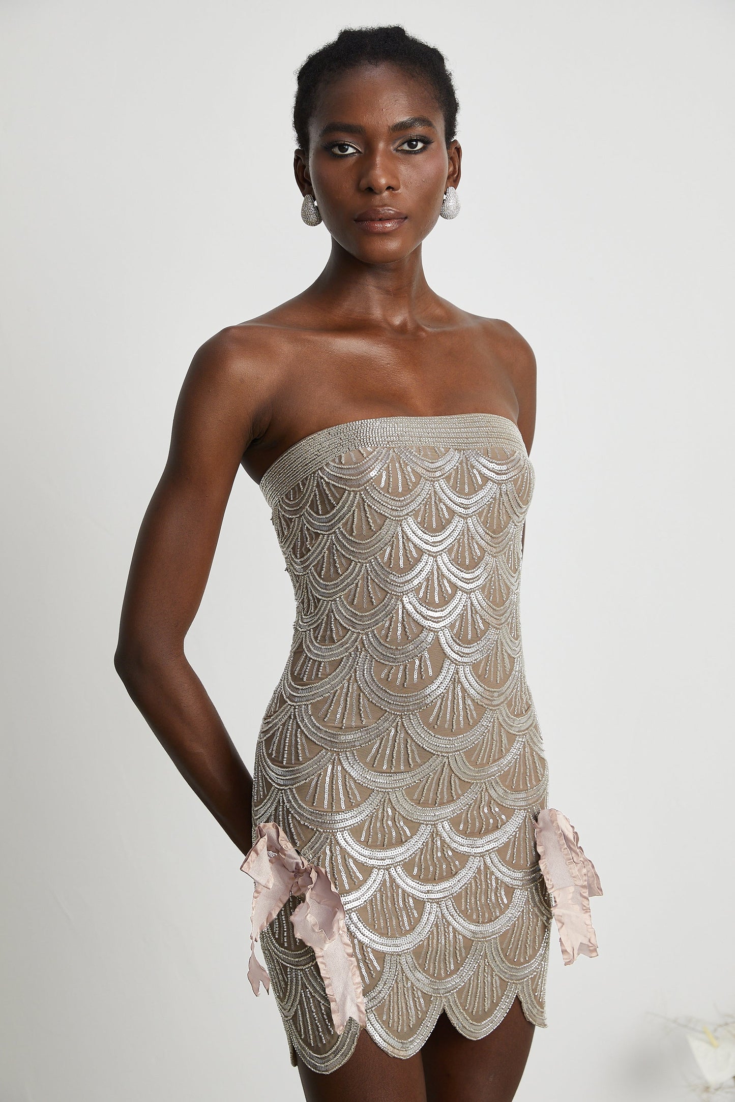 Astrid brown embellished mini dress