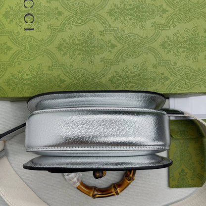 gg Bamboo 1947 Mini Top Handle Bag Silver For Women, Women&#8217;s Bags 6.7in/17cm gg