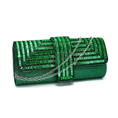 Diamond-Studded Dinner Clutch Shiny Bag Chain Handbag