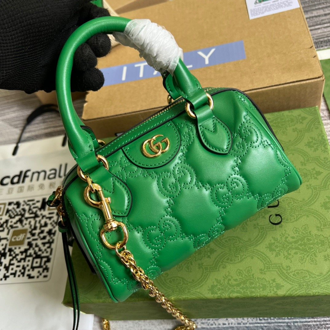 gg Matelasse Top Handle Bag Green For Women, Women&#8217;s Bags 7.5in/19cm gg 702251 UM8HG 3389