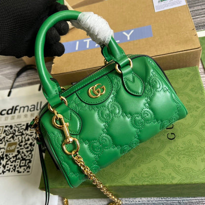 gg Matelasse Top Handle Bag Green For Women, Women&#8217;s Bags 7.5in/19cm gg 702251 UM8HG 3389