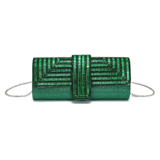Diamond-Studded Dinner Clutch Shiny Bag Chain Handbag