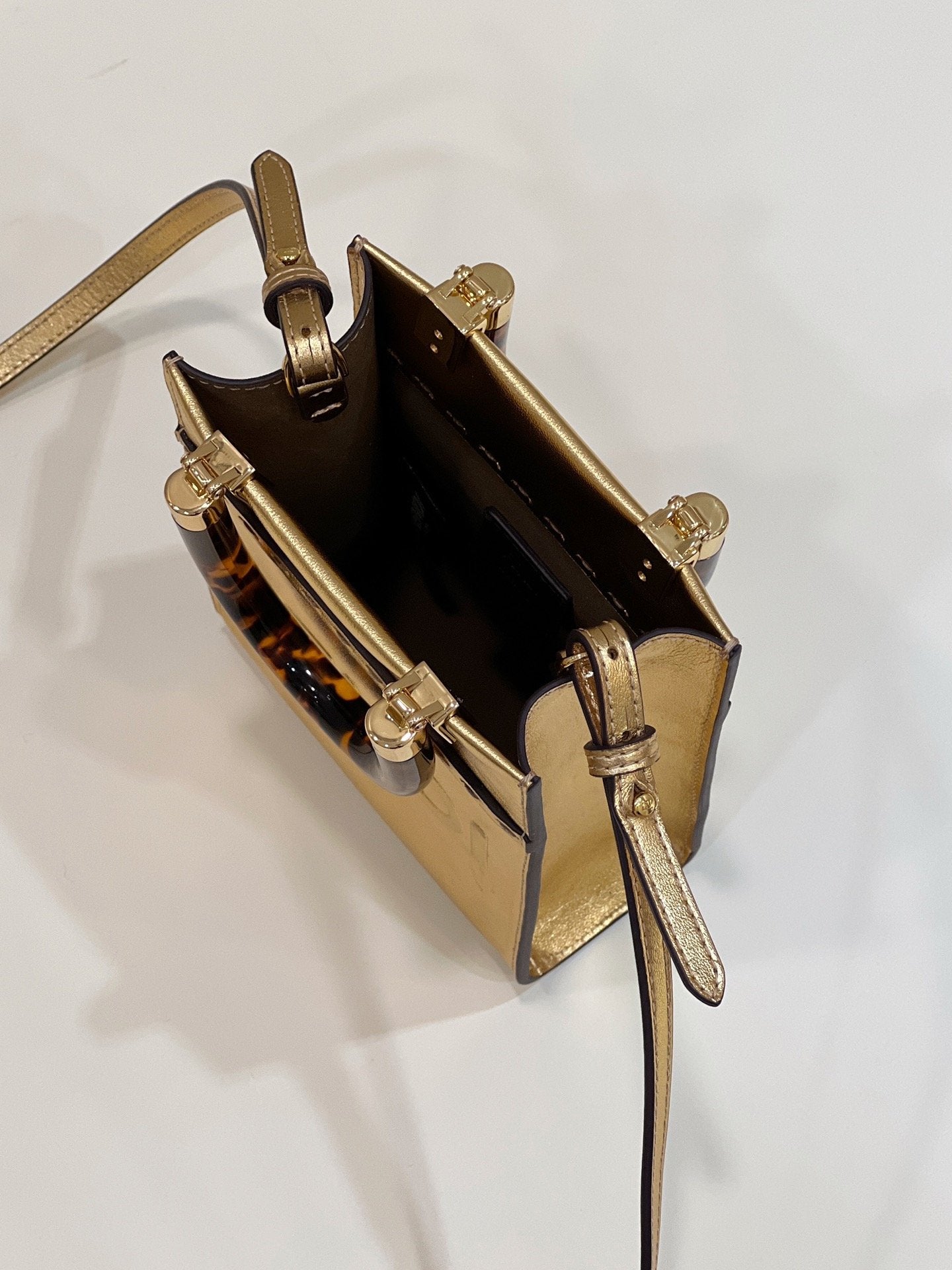 FI Mini Sunshine Shopper Gold For Women, Handbags, Shoulder And Crossbody Bags 7.1in/18cm FF 8BS051AJH7F1GNN